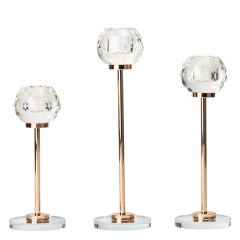 Набір з 3 підсвічників "Діамант", золотий, 21*17,7*14,7 см (9137-012)