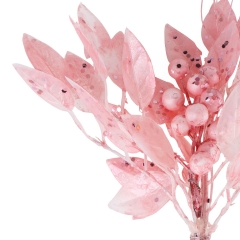 УЦІНКА Декоративна гілка "Засніжене листя" ясно-рожеве (сипеться фарба,покриття) (2010-075)