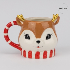 УЦІНКА Кружка "Різдвяне Оленятко", 500 мл (Дефект фарбування,дефект лиття) (00BR-6036-007)
