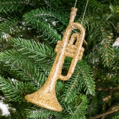 Украшение "Серебряная труба в блёстках" (024NR/gold)