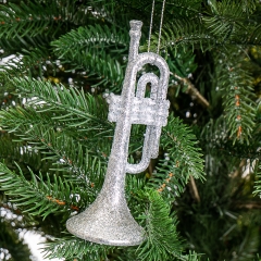 Украшение "Золотая труба в блёстках" (024NR/silver)