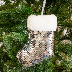Ёлочная игрушка "Зимний сапожок в пайетках" (038NZK)