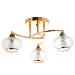 Люстра припотолочная золотая с 3 прозрачными плафонами (VS003/3) (VS003/3)
