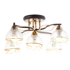 Люстра припотолочная коричневого цвета на 5 прозрачных плафона (VS004/5) (VS004/5)