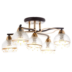 Люстра припотолочная коричневого цвета на 5 прозрачных плафона (VS004/5) (VS004/5)