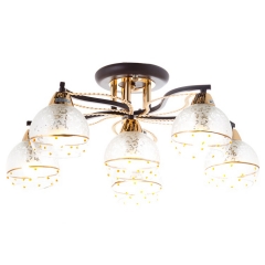 Люстра припотолочная коричневого цвета на 6 прозрачных плафона (VS004/6) (VS004/6)