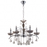 Люстра классическая с круглыми камнями на 6 плафонов цвета графит (OU023/6/chrom+SMK) (OU023/6/chrom+SMK)