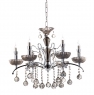 Люстра классическая с круглыми камнями на 6 плафонов цвета графит (OU023/6/chrom+SMK) (OU023/6/chrom+SMK)
