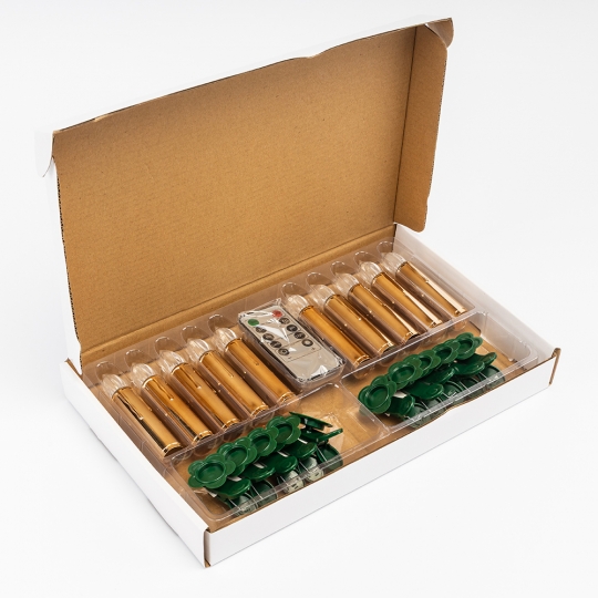 Набір з 10 світлодіодних свічок (LED) з кліпсами на ялинку, золотий, 10 см (9261-001)