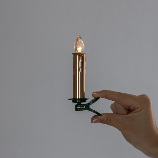 Набір з 10 світлодіодних свічок (LED) з кліпсами на ялинку, золотий, 10 см (9261-001)