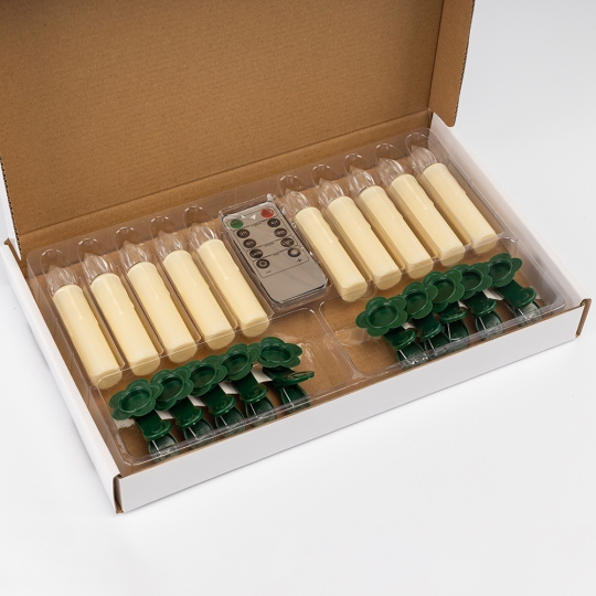 Набір з 10 світлодіодних свічок (LED) з з кліпсами на ялинку, айворі, 10 см (9261-002) Набір з 10 світлодіодних свічок (LED) з з кліпсами на ялинку, айворі, 10 см (9261-002)