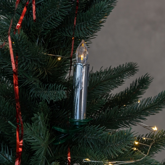 Набір з 10 світлодіодних свічок (LED) з з кліпсами на ялинку, срібний, 10 см (9261-003)