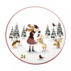 УЦІНКА Тарелка "Дід Мороз у лісі" (Сколи,тріщини глазурі,сдерта фарба) (00BR-004NR)