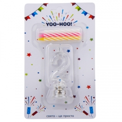 Набір свічок для торта "2", світиться, 7,5 см (9074-082)