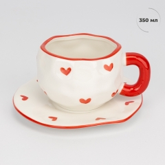 Чашка з блюдцем "Серце до серця", 350 мл (9295-004)