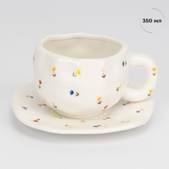 Чашка с блюдцем «Летние цветы», 350 мл (9295-006)