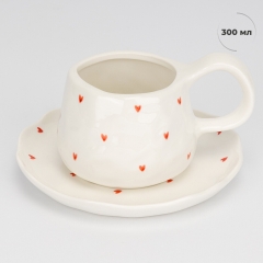 Чашка з блюдцем "Серденько", 300 мл (9295-012)
