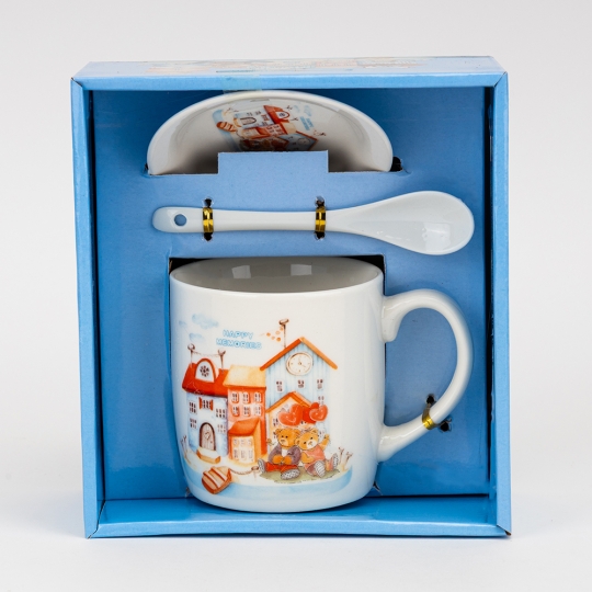 Кружка с блюдцем и ложечкой 