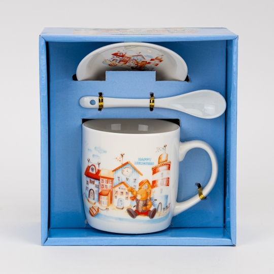 Кружка с блюдцем и ложечкой 