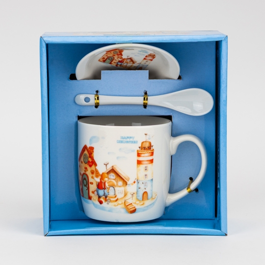 Кружка с блюдцем и ложечкой 