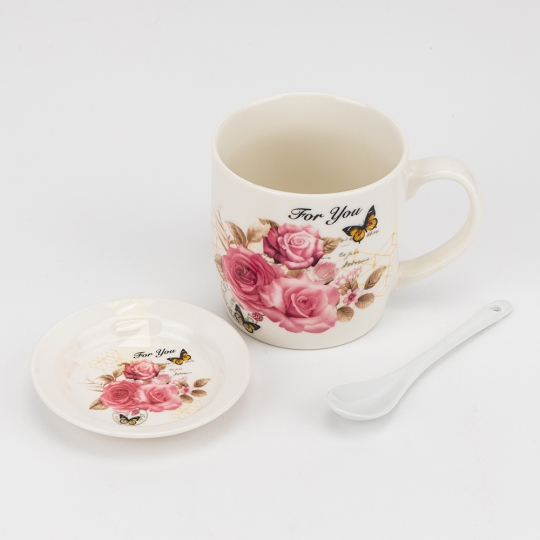Кружка с блюдцем и ложечкой 