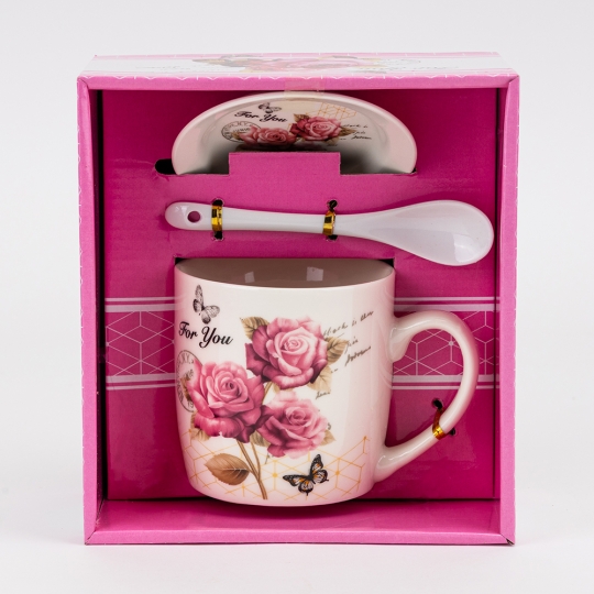 Кружка с блюдцем и ложечкой 