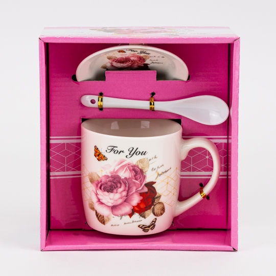 Кружка с блюдцем и ложечкой 