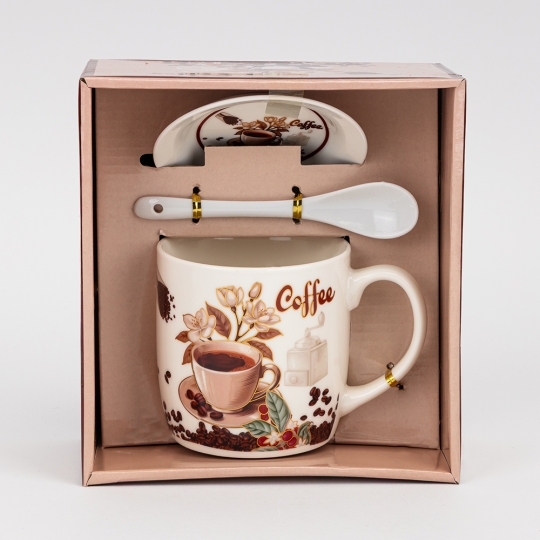 Кружка з блюдцем та ложечкою 