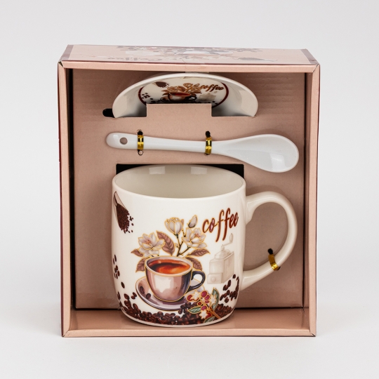 Кружка з блюдцем та ложечкою 