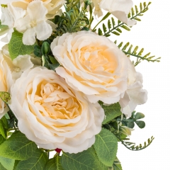 Букет "Цветочный коктейль" (7 бутонов роз, 4 гортензии), кремовый, 51 см (9207-012)