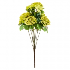 Букет "Цветочный коктейль" (7 бутонов роз, 4 гортензии), зеленый, 51 см (9207-013)