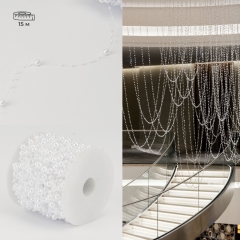 Гірлянда з намистин на волосіні, біла, 15 м (9275-005)