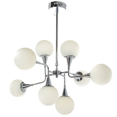 Люстра с 8 круглыми сферами белого цвета (OK003/8/silver) (OK003/8/silver)