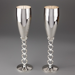 УЦІНКА Весільні  келихи "Срібні серденька" (треба натерти) (028G)