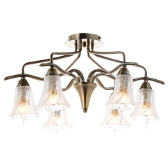Люстра припотолочная бронзовая с 6 прозрачными плафонами из стекла (VS010/6) (VS010/6)