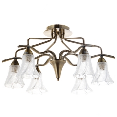 Люстра припотолочная бронзовая с 6 прозрачными плафонами из стекла (VS010/6) (VS010/6)