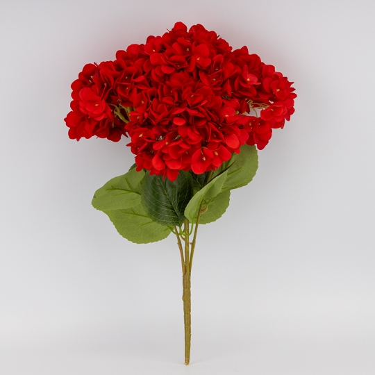 Букет гортензий, 5 бутонов, красный, 48 см (2026-008/red)