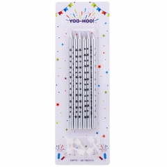 Набір свічок для торта "Зірки", срібні, 13 см (9181-002)