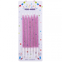 Набір свічок для торта "Сяючі моменти", рожеві, 11 см (9181-009)