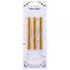 Набір свічок для торта "Переливи радості", срібно-золоті, 11 см (9181-018)