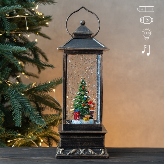 Новорічний ліхтар з підсвіткою та музикою 