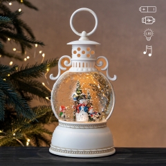 Новорічний ліхтар з підсвіткою та музикою "Зимова казка зі Сніговиком", 24 см (9240-030)