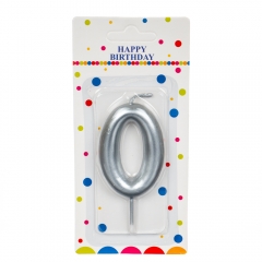 Свічка для торта, срібло "0" (8226-001)