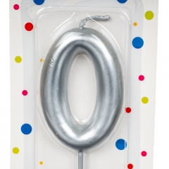 Свічка для торта, срібло "0" (8226-001)