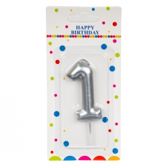 Свічка для торта, срібло "1" (8226-002)