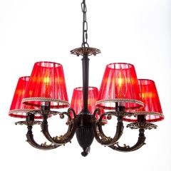 Люстра подвесная с красными абажурами (5 ламп) (FN011/5) (FN011/5)