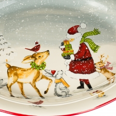 УЦІНКА Тарілка "Дід Мороз з тваринами"  (Недокрас ,тріщина кераміки,краплинки) (00BR-001NR)
