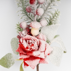 Декоративна гілка "Різдвяна троянда", 34 см (9257-001)