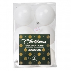 УЦІНКА Набір ялинкових куль "Різдвяний Ритуал" (8 см * 6 шт, білий) (Дефект іграшок,потертості) (00BR-6025-027)