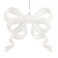 Ялинкова іграшка "Блискучий бантик", біла, 12 см (6041-001)